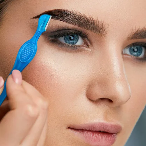 Vista 5 de 24 piezas de maquinilla de afeitar de cejas, mini afeitadora portátil de cejas multiusos, de acero inoxidable, herramientas de cuidado facial