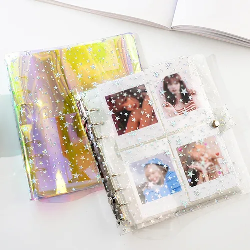 Vista 2 de Álbum de fotos de PVC transparente con purpurina de 3 pulgadas para cámara Instax Fujifilm, soporte para tarjeta fotográfica Kpop, portatarjetas