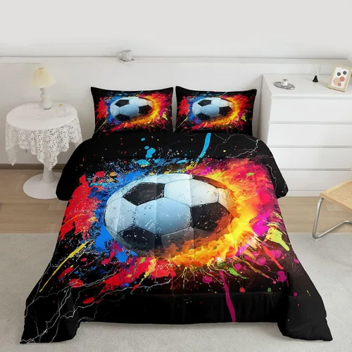 Vista 117 de Juego de ropa de cama de baloncesto para niños y adolescentes, juego de edredón deportivo para niños, tamaño matrimonial, suave, ligero, decoración