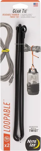 Vista 19 de Nite IZE Gear Tie Loopable, el original lazo de goma reutilizable con lazo integrado resistente, 12 pulgadas, negro, paquete de 2, fabricado
