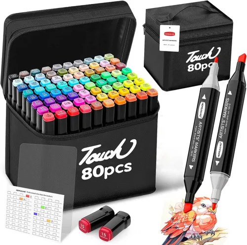 Vista 11 de HOMESILMO - Juego de bolígrafos de alcohol de 48 colores, bolígrafo de alcohol para adultos de doble punta, suministros de arte de bocetos mixtos