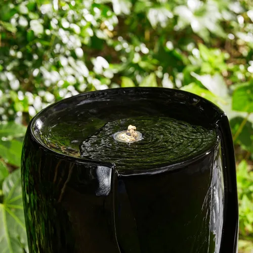 Vista 7 de Glitzhome Fuente de Agua con Jarrón de Cerámica de Gran Tamaño de 29.25" de Alto para Exteriores, Fuente de Agua Alta para Patio y Jardín con Luz