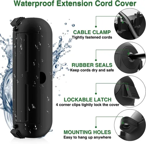 Vista 3 de Flemoon - Cubierta de seguridad para cable de extensión para exteriores, protector de conexión impermeable IP44, caja eléctrica resistente a