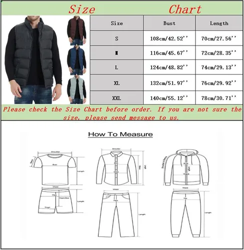 Vista 3 de Chaleco acolchado de invierno para hombre abrigo ligero con cremallera sin mangas resistente al agua chaleco de esquí plegable
