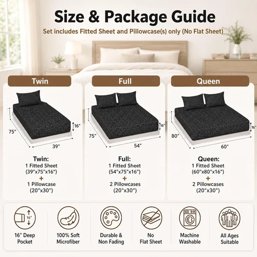 Vista 5 de Juego de ropa de cama con estampado de leopardo, tamaño individual, juego de cama de guepardo africano para decoración de dormitorio de Negro