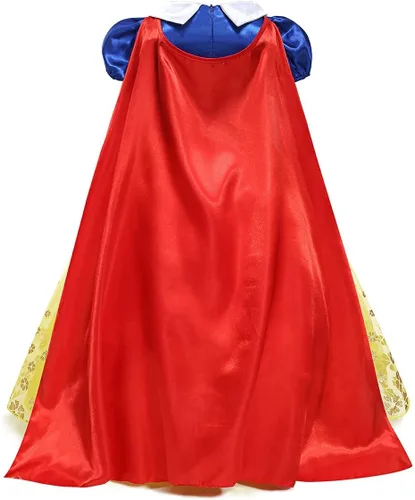 Vista 4 de HIHCBF Disfraz de princesa blanca como la nieve para niñas, cumpleaños, Navidad, Halloween, carnaval (con accesorios)