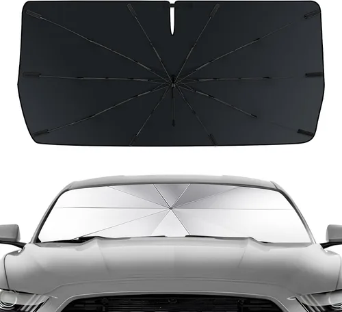 Vista 11 de D-Lumina Parasol para parabrisas con bandera de EE. UU. para Dodge Challenger 2015-2023, protector de sol frontal plegable, bloquea los rayos UV