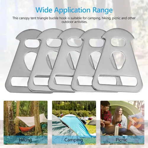Vista 7 de BESPORTBLE Gancho de hebilla triangular para tienda de campaña, hebilla de cuerda triangular de acero inoxidable para acampar al aire libre, toldo