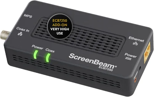 Vista 12 de ScreenBeam Adaptador de red MoCA 2.5 para Internet de mayor velocidad, Ethernet a través de coaxial, adaptador de complemento único para red MoCA