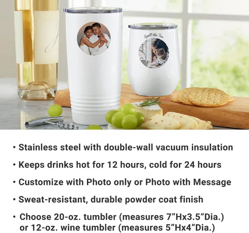 Vista 3 de Let's Make Memories Vaso de vino aislado perfecto con imagen personalizada - Foto/mensaje - Para ella