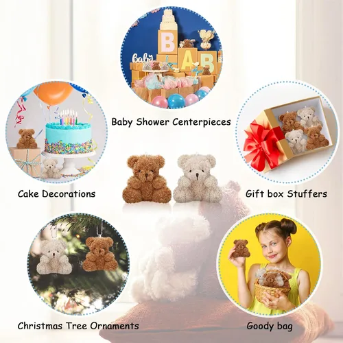 Vista 4 de Chivao 20 piezas de mini osos de peluche a granel de 4 pulgadas de oso pequeño a granel para niños, fiesta de cumpleaños, intercambio de aula, baby