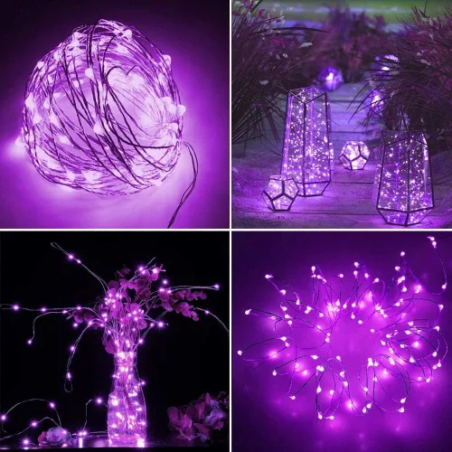 Vista 2 de Twinkle Star - Cadena de luces de hadas, 100 LED de 33 pies, funciona con pilas, impermeables con control remoto, temporizador y 8 modos