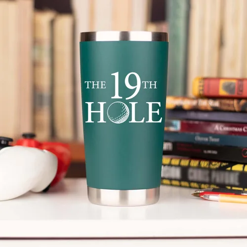 Vista 5 de Regalos para golfistas El hoyo 19 Vaso de viaje de acero inoxidable con 2 tapas pajitas caja de regalo y tarjeta Único padre divertido relleno