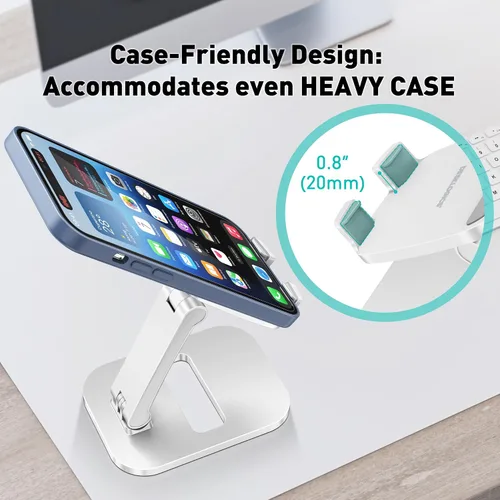 Vista 7 de Soporte de teléfono celular para escritorio, plegable y ajustable, soporte de teléfono de aluminio - Funda de viaje portátil compatible con funda