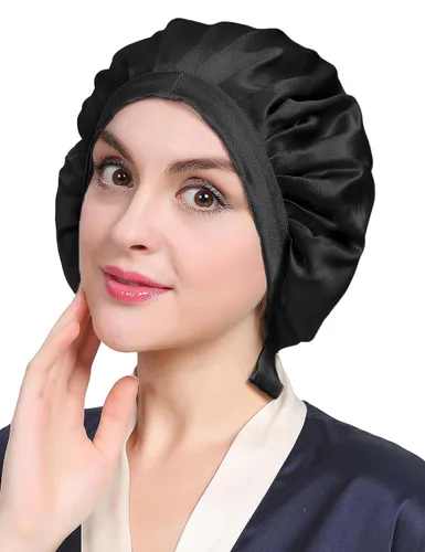 Vista 13 de LilySilk Gorro 100% de seda de morera, gorro de seda para dormir, ajustable para dormir, Verde aguacate