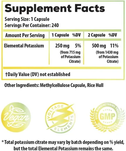 Vista 2 de Citrato de potasio 1430mg – Equilibrio de electrolitos, salud renal