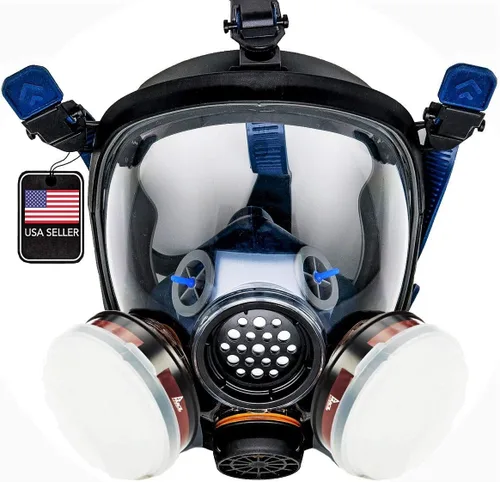 Vista 16 de Parcil Distribution Full Face Respirator Mask - Air Purifying, Organic Vapor & Particulate - Industrial Use - CE Tested