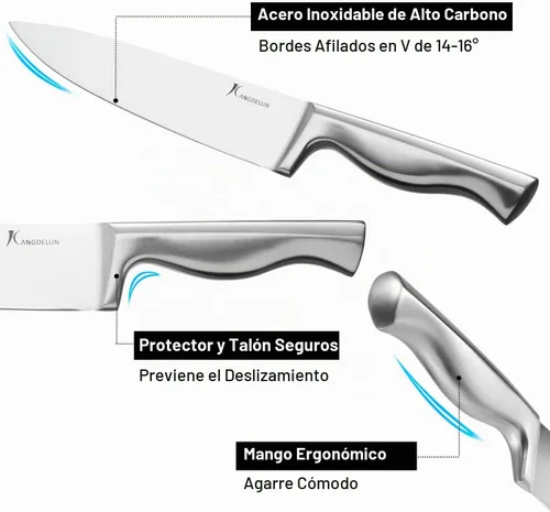 Vista 4 de Kangdelun Juego de cuchillos de cocina ultra afilados de 15 piezas con bloque de madera