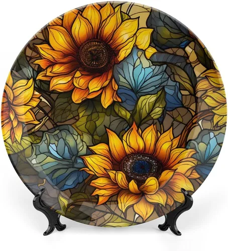 Vista 14 de Platos decorativos con diseño de flores bohemias, platos de cerámica para decoración del hogar, platos de exhibición para sala de estar, cocina