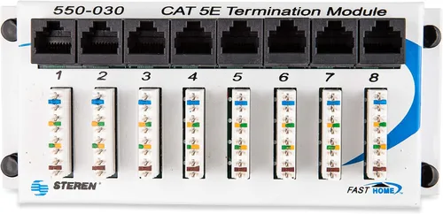 Vista 2 de Steren Concentrador de red de 8 puertos - Módulo de concentrador de datos de terminación FastHome Cat 5E - Conector de red de alta velocidad