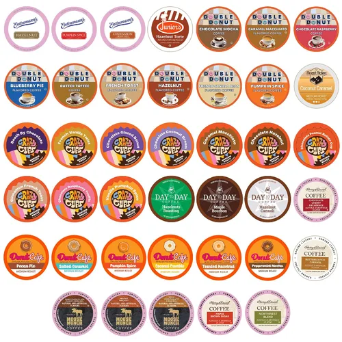Vista 8 de Crazy Cups Paquete variado de cápsulas de café descafeinado con sabor compatibles con cafeteras Keurig K Cup, 40 unidades, muestras de café