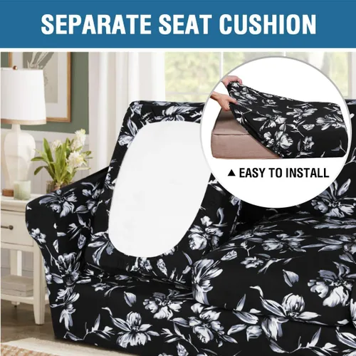 Vista 5 de H.VERSAILTEX Fundas de sofá superelásticas de 2 piezas para fundas de sillón, fundas de silla de sala de estar, con estilo moderno suave y grueso