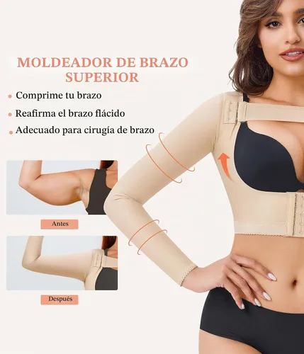 Vista 2 de LANCS - Mangas de compresión postquirúrgicas para mujer, moldeador de brazo superior, tops correctores de postura, chaleco moldeador Beige