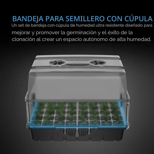 Vista 2 de AC Infinity Cúpula de Humedad, Kit de Germinación de Alta Resistencia con Cúpula de 3 mm de Grosor, Bandeja Resistente con Goteo, Bandeja