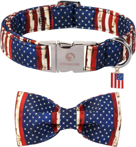 Vista 84 de DOGWONG Collar de otoño para perro con lazo, collar de moño para perro de Acción de Gracias, collar ajustable de algodón de otoño con hoja de arce