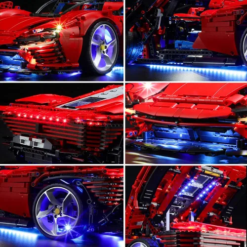 Vista 4 de GEAMENT Kit de luces LED compatible con Lego Ferrari Daytona SP3 - Juego de iluminación para modelo Technic 42143 (juego de modelos no incluidos)
