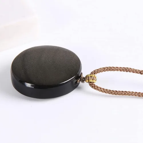 Vista 7 de Guptue Collar de árbol de la vida de piedra negra de obsidiana, dorado, obsidiana plateada, piedra natural para hombres y mujeres amantes