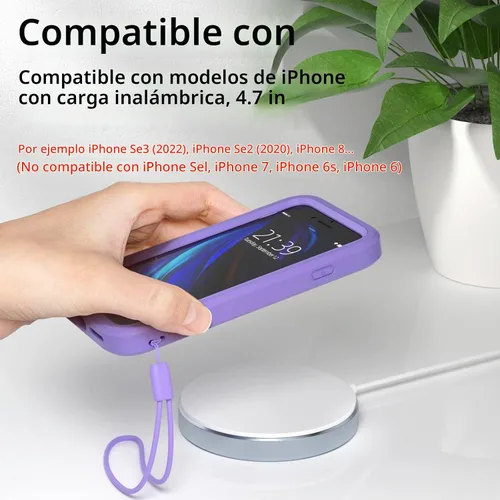 Vista 7 de WXR Funda para iPhone SE 2022/2020, iPhone 8/7/6S/6, parachoques de silicona suave y parte trasera e interior de policarbonato duro transparente