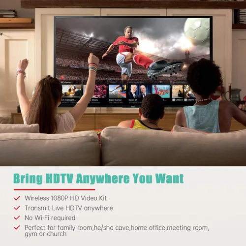 Vista 3 de Mirabox Transmisor HDMI inalámbrico y extensor de receptor 1x4-656.2 ft (656 pies) 5.8GHz 1080P @60Hz Kit de extensor de audio y video con bucle IR