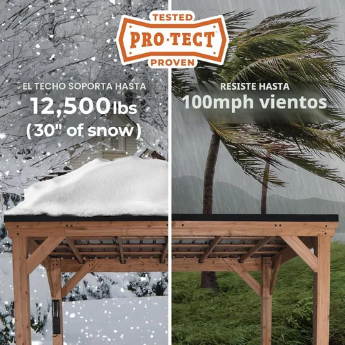 Vista 4 de Backyard Discovery Kingsport Garaje de madera de cedro para exteriores de 20 x 12 pies con techo inclinado de acero galvanizado resistente, soporte