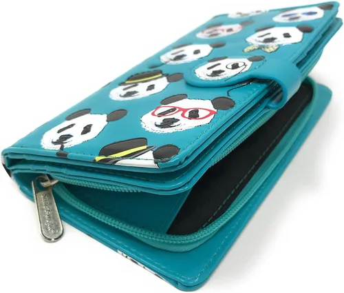 Vista 3 de Shag Wear Panda Repeat - Cartera grande para mujer de 7", verde azulado, Moderno