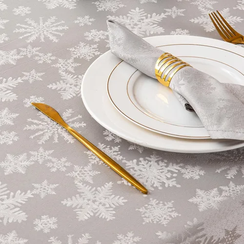 Vista 5 de Mebakuk Mantel de Jacquard Navideño Impermeable con Patrón Floral Damasco, Cubierta de Mesa de Peso Pesado Limpiable Sin Arrugas para Cena o Uso