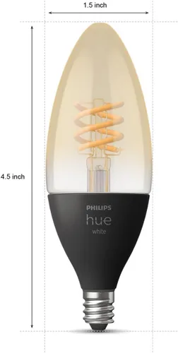 Vista 2 de Philips Hue White Ambiance Bombilla de Filamento E12 Candle Gama Completa de Luz Blanca, Compatible con Alexa, Google Assistant y Apple HomeKit