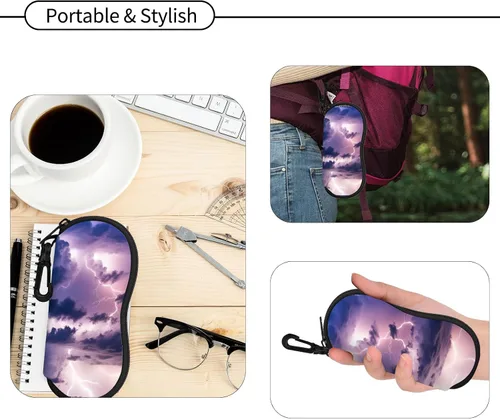 Vista 38 de Hion Sunglasses Case Ultra Light Neoprene Zipper Eyeglass Soft Case with Belt Clip