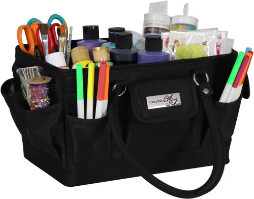 Vista 14 de Everything Mary Junior Deluxe Store & Tote Organizer - Bolso negro para manualidades con asas, organizador de almacenamiento plegable para álbumes