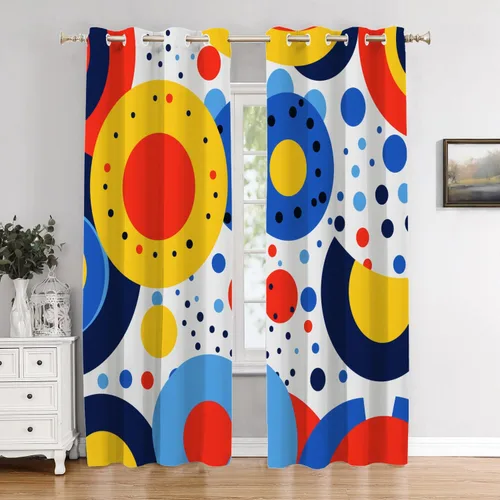 Vista 62 de Cortinas opacas de poliéster multicapa para cafetería, con diseño de diamantes, 2 unidades, 26 x 24 pulgadas