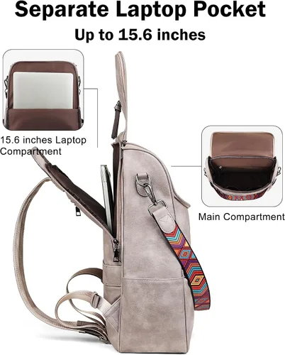 Vista 7 de FADEON Bolsos cruzados para mujer y mochila para laptop Colección Gris