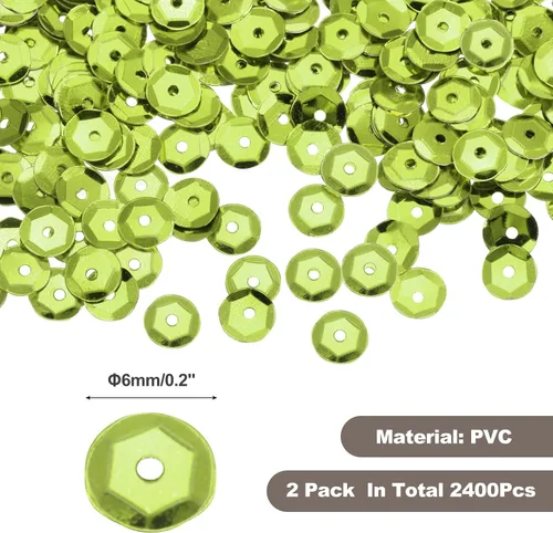 Vista 2 de MECCANIXITY 2400 lentejuelas sueltas con parte trasera plateada, lentejuelas bordadas para hacer joyas, manualidades, costura, color verde militar