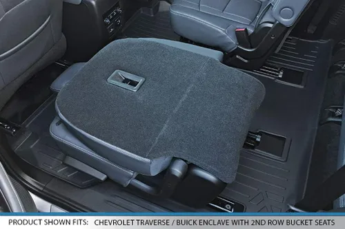 Vista 4 de SMARTLINER Juego de tapetes de piso de ajuste personalizado de 3 filas compatibles con Chevrolet Traverse 2018-2023 2-Negro