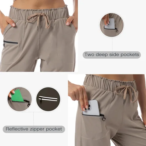 Vista 5 de Haowind - Pantalones deportivos para mujer con bolsillos y cintura elástica, cómodos pantalones de deportivos de descanso para deportes, gimnasio