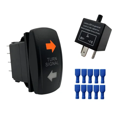 Vista 7 de Interruptor basculante de señal de giro LED ámbar de 7 pines ON-OFF-ON DPDT con cables de puente para motocicleta UTV ATV SXS carrito de golf