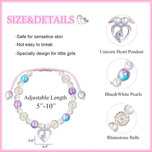 Vista 5 de JoycuFF Daughter Granddaughter Niece Pink Pearls Charm Bracelets for Girls Valentine's Day Birthday Back to School Christmas Gift for Girls