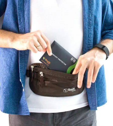 Vista 6 de Boxiki Travel - Fundas de bloqueo RFID con código de color para evitar robos de identidad y sobres de bloqueo RFID (azul marino)