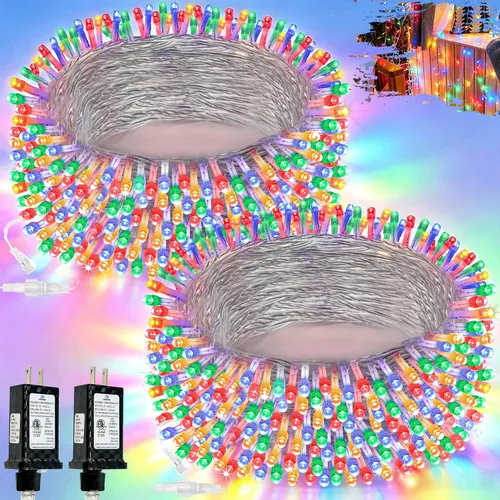 Vista 8 de Paquete de 1 cadena de luces conectables para interiores, 33 pies, 100 luces LED, 13 modos, luces de hadas parpadeantes, enchufables, impermeables