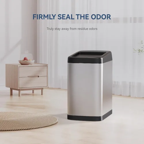 Vista 4 de ELLO&ALLO Bote de basura de cocina de 13 galones con tapa enrollable, sensor de movimiento automático sin contacto, cubo de basura rectangular