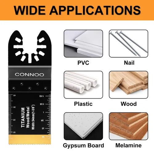 Vista 4 de CONNOO Paquete de 120 hojas de sierra oscilantes, cuchillas oscilantes multiherramienta para madera y plástico, dientes largos japoneses, kits